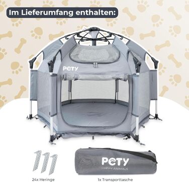 Клітка-вольєр для собак Pety - 100 x 60 см, мобільна переносна клітка з сумкою та кілочками - для відпочинку на природі та вдома - аксесуари для собак, подорожей та кемпінгу, колір антрацит