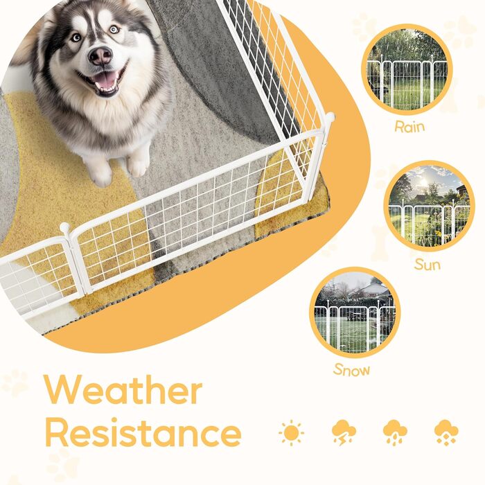 Вольєр для собак HealSmart, 61 см, 8 панелей, міцний метал, портативний, для дому та вулиці, кемпінгу, двору, автодому, огорожа, приватність, тераси, білий