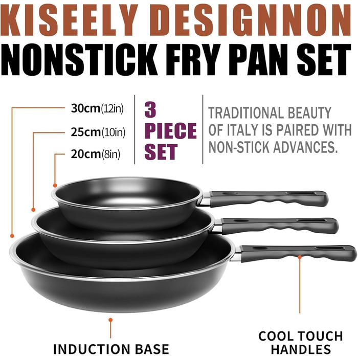 Набір сковорідок Pfannenset: 24см, 26см, 30см. 3 шт. Антипригарне покриття, для всіх плит, включаючи індукційну (Cs2)