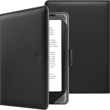 Чохол для електронних книг Pocketbook, Tolino, Sony, Kindle, Kobo: шкіряний захисний чохол, чорний, 6-6.8 дюймів