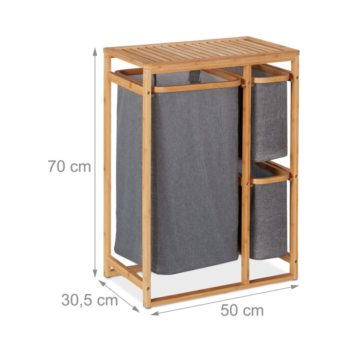 Relaxdays Laundry Basket Shelf Bamboo