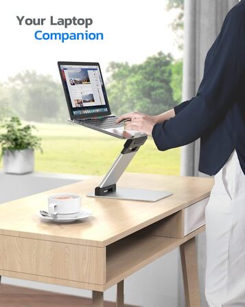 NULAXY Adjustable Laptop Stand - Ergonomic, Portable, Foldable - Supports up to 10kg, Compatible with 10-17 inch Laptops - Space Grey