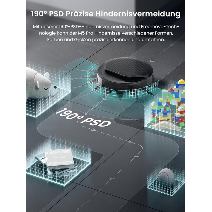 Робот-пилосос LEFANT M5 Pro-B з пультом дистанційного керування, 2200Pa, для шерсті тварин, з базою для зарядки, сумісний з Alexa та керуванням через APP, час роботи 120 хв