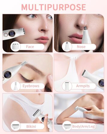 Електричний жіночий тример 5-в-1 для тіла, бікіні, брів та носа. З USB-станцією. Білий