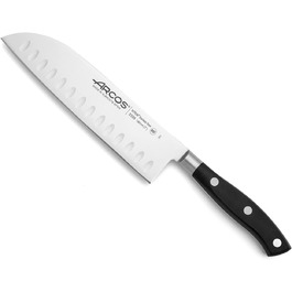 Ніж Santoku Arcos Riviera 180 мм з нержавіючої сталі з титаном, чорний | Іспанський ніж для кухні