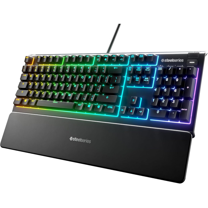 Клавіатура SteelSeries Apex 3 - ігрова з RGB-підсвічуванням та магнітною підставкою для зап'ястя (QWERTZ)