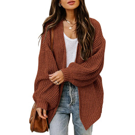 Жіночий в'язаний кардиган оверсайз з відкритим передом, велика в'язка, теплий, кавового кольору, довгі рукави, осінь