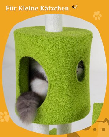 Кігтеточка-будинок для котів з квітами, 104 см, зелено-рожевий. Багатоповерхова кігтеточка з гамаком та будиночком.