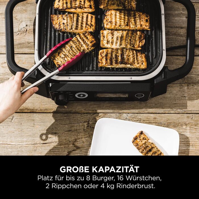 Ninja Woodfire Electric Grill with Smoker & Air Fryer - 7-in-1 Outdoor BBQ Grill - Weatherproof, Non-Stick, Portable - Grey/Black OG701EU