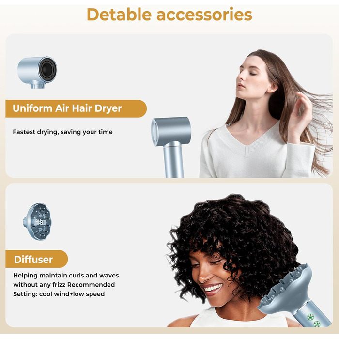 Набір для укладки волосся 7 в 1 OKWRAP Airstyler: фен, плойка, щітка для випрямлення, іонізація, 110000 об/хв, сірий/срібний