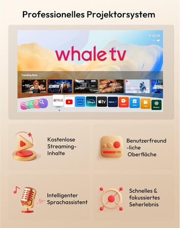 Проектор Smart Beamer N6 Pro: 4K, Full HD, WiFi 6, Автофокус, Netflix, Android/iPhone, для дому та на вулицю