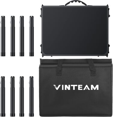 VINTEAM Складаний туристичний стіл 87x40 см, 3-х рівневий, регульована висота, алюміній, для кемпінгу, барбекю, пікніка, саду. MDF