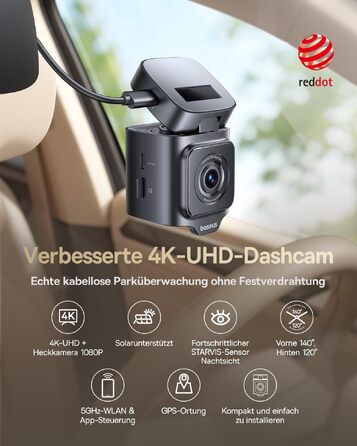 Автомобільний відеореєстратор Baseus VD1 Pro 4K/1080P з передньою та задньою камерами
