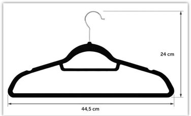 50 шт. Чорні велюрові вішалки для одягу з нековзким покриттям, для костюмів та краваток, з поворотним механізмом 360°, сріблясті