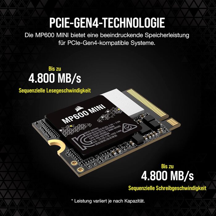 SSD Corsair MP600 MINI 2TB M.2 NVMe PCIe Gen4 – 7000 MB/s – для Steam Deck та Microsoft Surface