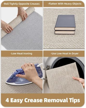 Килимок для дому COLOR&GEOMETRY Ultradünne Innentürmatte 43x76 см, машинного прання та антиковзаюча підлога, плоский килимок для приміщень, вбираючий килим для паркету, коридору (складений) (Білий, Бежевий, 61 x 91 см)