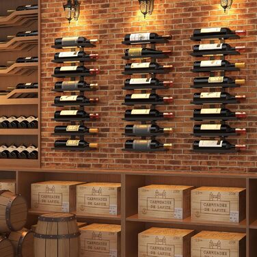 Настінна вітрина для вина FAVOOOSTY з 8 полицями, металева, чорна. Підійде для вітальні, спальні, винного підвалу. 1 комплект