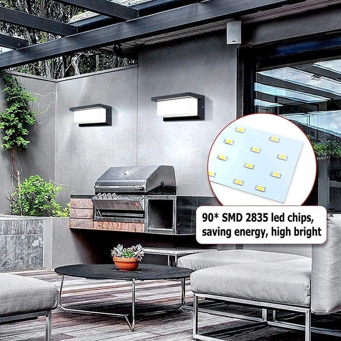 LED вуличне освітлення Lightsjoy - вулична лампа настінна 18W, IP66, алюміній, нейтрально-білий світ (2 шт)