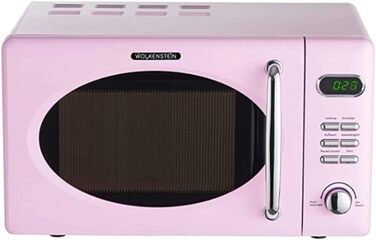 Мікрохвильова піч Wolkenstein Retro WMW720 I 700W, 20L, 5 рівнів потужності, 8 програм, розморожування, LED-дисплей (рожевий)