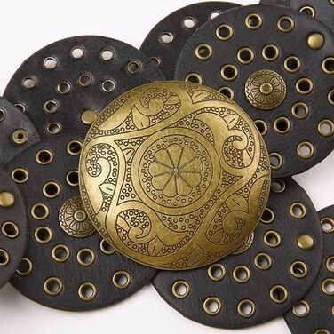 Жіночий шкіряний пояс LIMHOO з вирізами, бохо стиль, чорний, 135 см