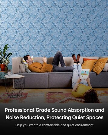 Акустичні панелі Soundsbay 12 шт., самоклеючі звукопоглинаючі плити з поліестеру для шумоізоляції та декору стін, 30x30x0.9 см, небесно-блакитний колір