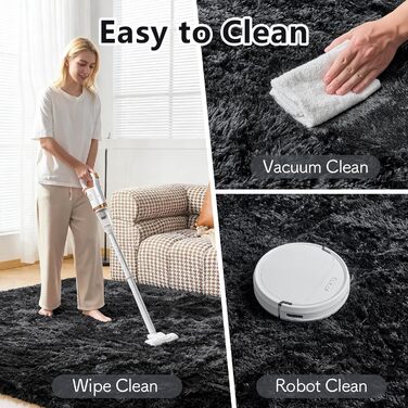 Чохол для ліжка CHOSHOME, м'який килим для спальні, вітальні, дитячої кімнати, штормовий, антиковзаюча підкладка, 90x150 см, 200x290 см (Чорний)