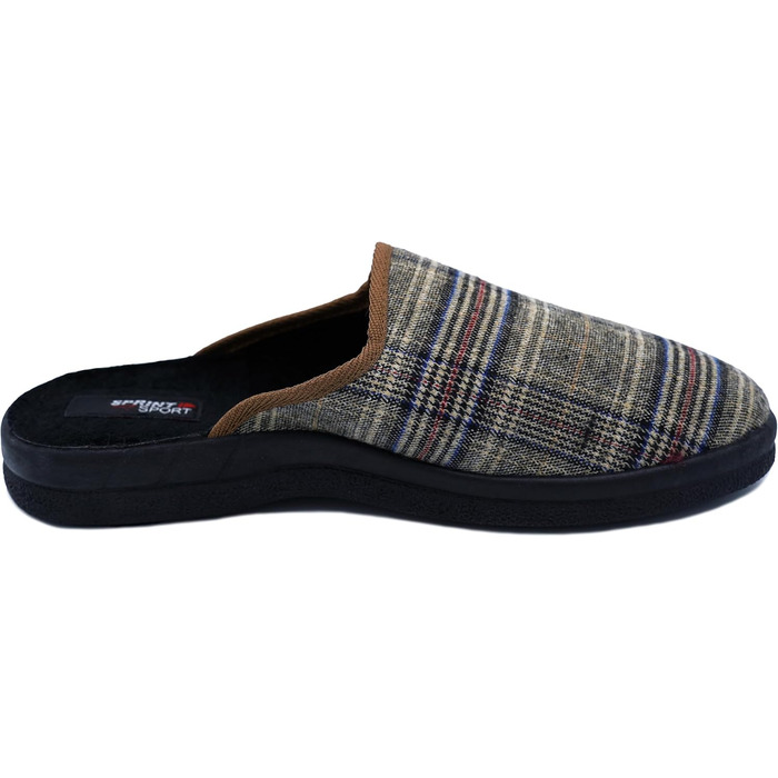 Чоловічі халапи-домашні тапочки в клітинку | Зручні тапочки для чоловіків з неслизькою підошвою | Легкі та теплі сліпони для дому в класичному фетровому дизайні | Колір: сірий та інші 46 EU коричневий