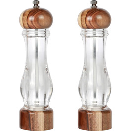 Набір дерев'яних мельниць для солі та перцю KKC з регульованим керамічним механізмом, 20 см, для дому та ресторану