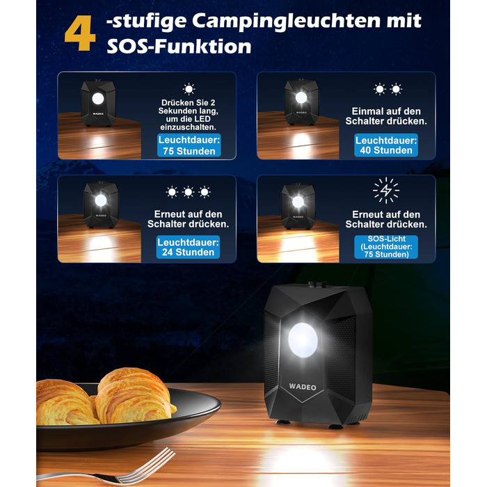 Портативна душова кабіна WADEO з акумулятором, насосом та підсвічуванням, 120 хвилин роботи, LED-підсвічування, комплект мобільної душової з 2м шлангом, душовою насадкою, тримачем та відром для душу, для саду, миття авто, тварин, пляжу, подорожей, чорного