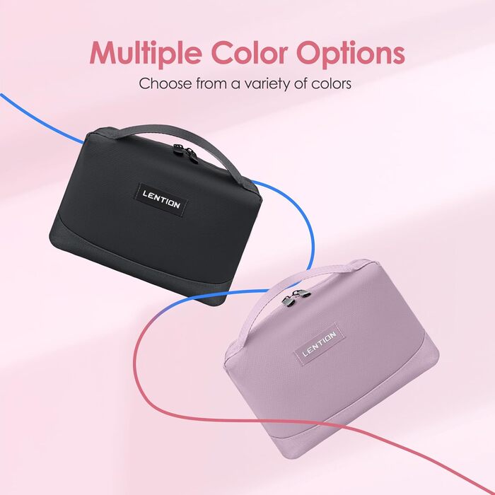 LENTION Cable Organizer Bag, Electronics Travel Cable Bag, Tech Pouch, Travel Cable Bag for Charging Cables, External Hard Drive, USB Hub, Charger, SD Card, Everyday Items (Pink)