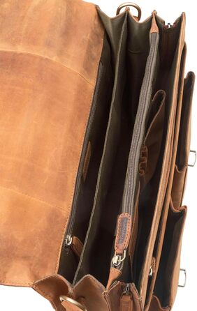 Сумка для ноутбука Leabags Leder Aktentasche чоловіча шкіряна до 15 дюймів, з плечовим ременем, ділова сумка, портфель (M, Fox)