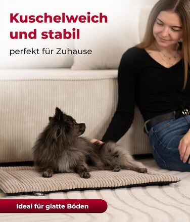 Килимок для собак з підкладкою від ковзання, XS – М'який та затишний лежак для собак – Виготовлено в Німеччині (Бежевий, 55x75 см)