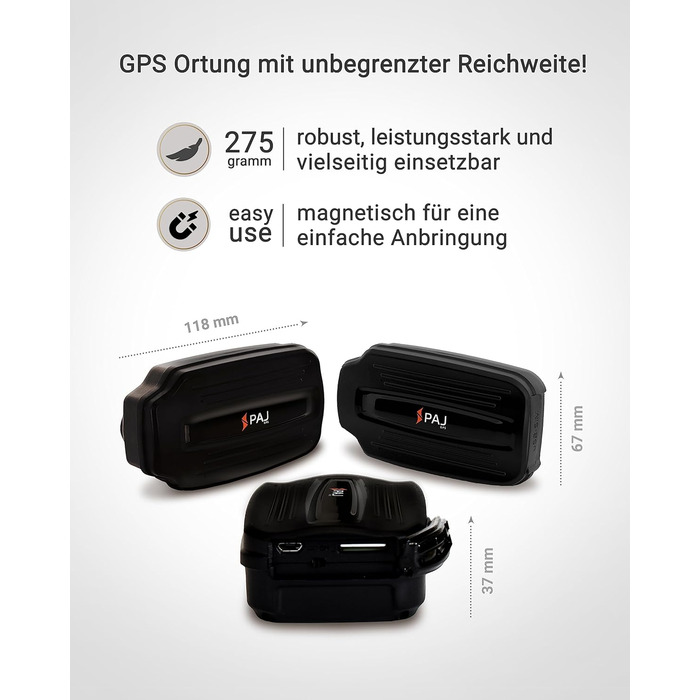 GPS-трекер PAJ Power Finder для авто, мотоциклів, вантажівок із магнітом, Live-трекінгом, акумулятор до 40 днів, до 90 днів у режимі очікування