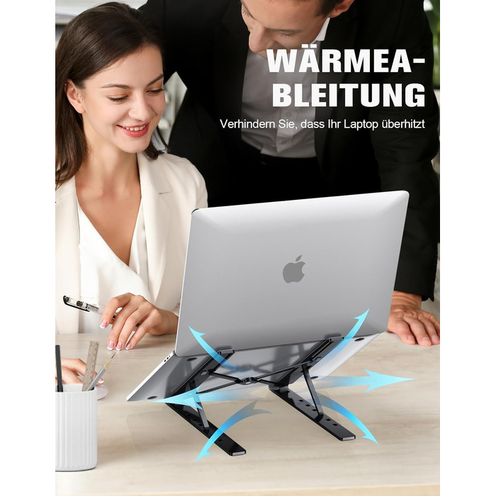 Підставка для ноутбука Babacom, алюмінієва, 5-рівнів, регульована висота, вентильована, сумісна з MacBook Pro Air та іншими ноутбуками 10-15.6” та планшетами (чорна)