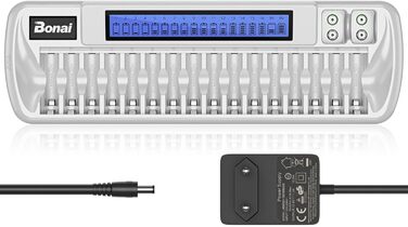 Зарядний пристрій BONAI для акумуляторів 18 слотів, універсальний, швидкий, LCD, для AA, AAA, 9V, NI-MH/NI-CD