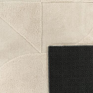 Paco Home Rug Living Room Bedroom High Pile Scandinavian Pattern Boho Look Solid Soft 3D Look Abstract Washable Cream, Size: 120x160 cm 120 x 160 cm (Rectangular) Cream - Geometric 1