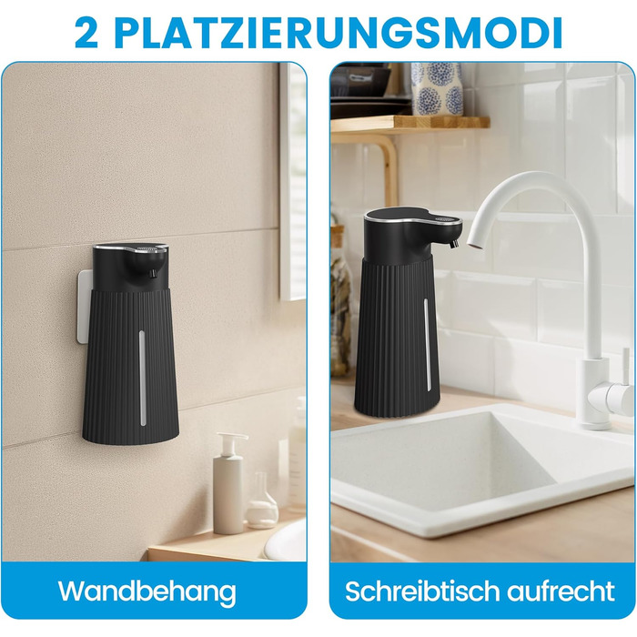 Електричний дозатор мила 400 мл з сенсором, автоматичний диспенсер піни для мила, настінний, білий, USB, IPX6 вологостійкий