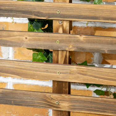 Outsunny Raised Garden Bed with Trellis and Wheels, Flower Box for Climbing Plants, Planter Box Made of Charcoal Wood, 65 x 31 x 147 cm