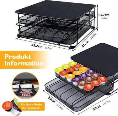 2-Tier Dolce Gusto Capsule Organizer - Holds 72 Capsules - Non-Slip Coffee Capsule Holder & Dispenser