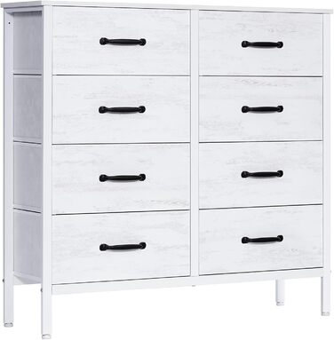 LYNCOHOME Dresser with Drawers, Fabric Chest of Drawers, TV Stand Sideboard with 6 Fabric Drawers, Storage Cabinet Bedroom Chest of Drawers Kitchen Organizer Furniture for Office Hallway (White-4*2l-uk)