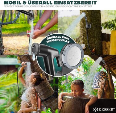 Соняшна душова кабіна KESSER® з насосом та акумулятором 8000mAh | 20L комплект для кемпінгу з регульованим душем, шлангом 2м, пістолетом-розпилювачем та кріпленням