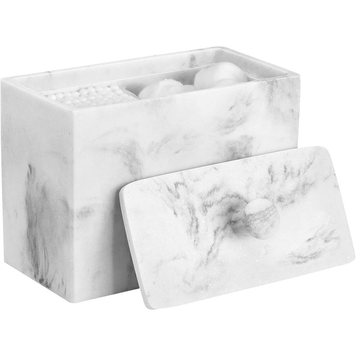 Органайзер для ватних паличок та дисків Luxspire з 2 відсіками, білий. Косметичний контейнер для зберігання ватних паличок, дисків та інших дрібниць.