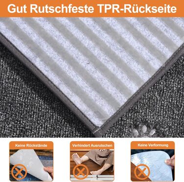 BEQHAUSE Килимки на сходи нековзні, 15 шт., машинне прання, самоклеючі, для дітей, літніх людей та домашніх тварин, 100% поліестер, TPE-підкладка, 22x70 см, темно-сірий, 15 шт.