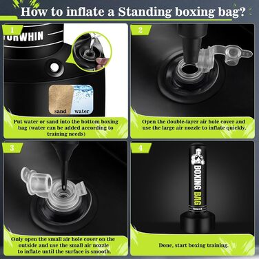 Надувний боксерський мішок для дорослих, стоячий боксерський мішок, самостійний мішок для кікбоксингу, обладнання для тренувань MMA, Муай Тай, фітнесу (стиль Power Punch A)