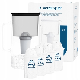 Скляний фільтр-кувшин Wessper D2 BOROSILICATE 3л, чорний + 5 фільтрів