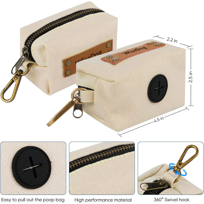 Набір повідка та нашийника для собак Wisedog: регульований, міцний, з тримачем для відходів (M, оливковий). Розміри: L (нашийник: 35-55 см; поводок: 1,5 м), пісочний колір.