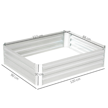 Підвищене грядка Outsunny зі сталі з гарячим цинковим покриттям 120 x 90 x 30 см Садовий грядок Ящик для посадки Сріблястий для квітів та овочів