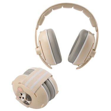 Навушники шумоізоляційні дитячі 3-48 місяців - захист слуху для малюків 25dB, зменшення шуму - м'які дитячі навушники з еластичним та регульованим обручем, бежевий