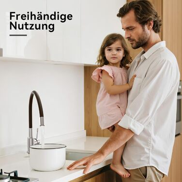 Кран кухонний CECIPA SOFETIY SERIE чорний матовий, з гнучким гусаком 360°, для високого тиску, з нержавіючої сталі, для мийки, однорегуляторний