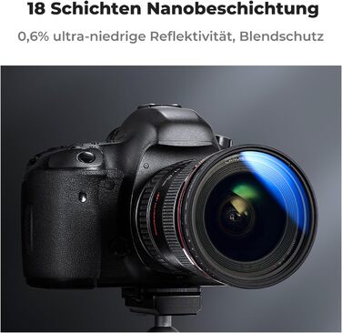 Фільтр ND K&F Concept K-Serie 43mm, змінний, ND2-400 (1-9 ступенів затемнення) з кришкою об'єктива